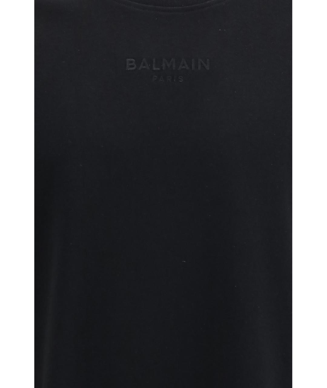 BALMAIN Черная хлопковая футболка, фото 3