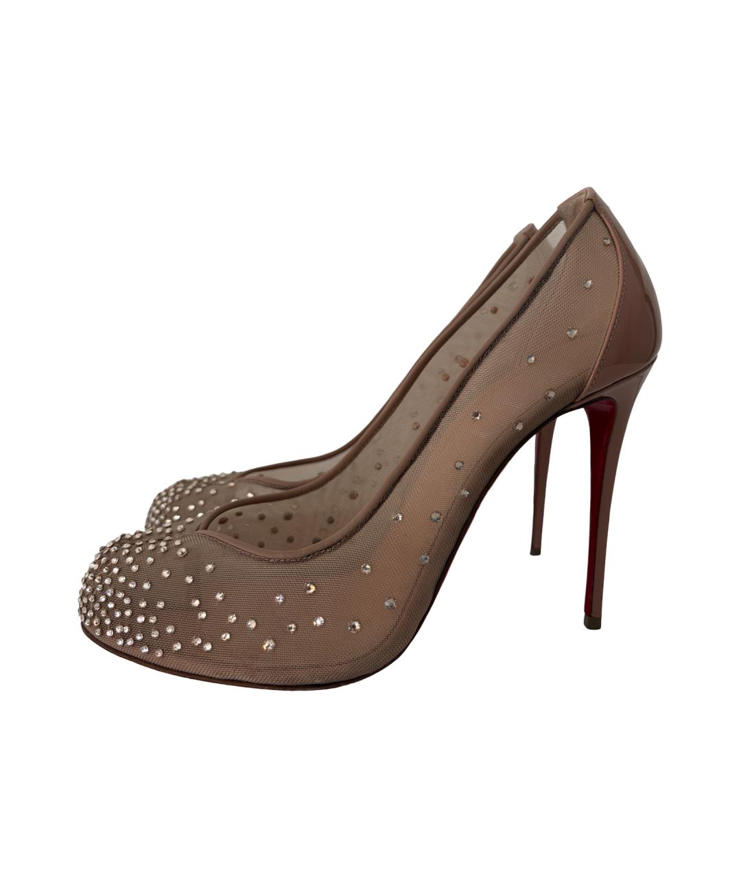 CHRISTIAN LOUBOUTIN Бежевые текстильные туфли, фото 4