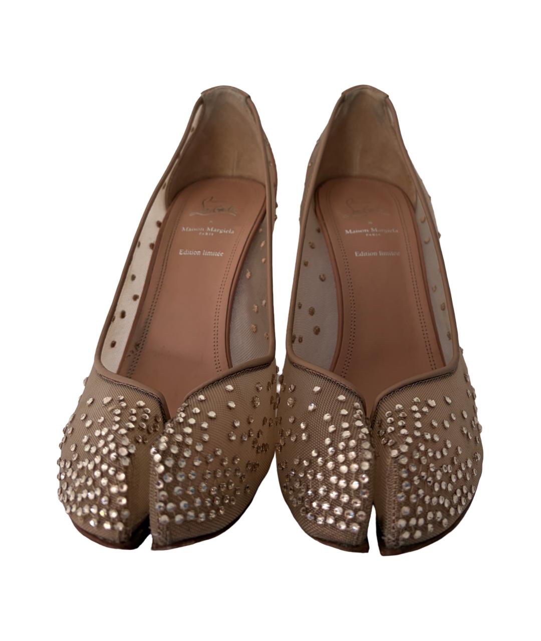 CHRISTIAN LOUBOUTIN Бежевые текстильные туфли, фото 2