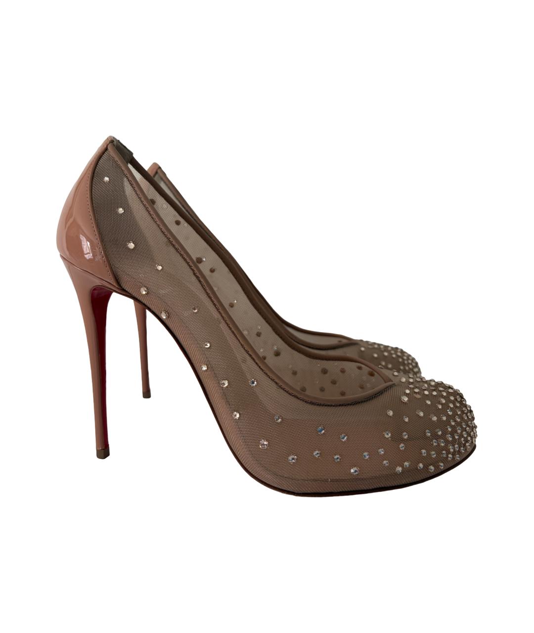 CHRISTIAN LOUBOUTIN Бежевые текстильные туфли, фото 9