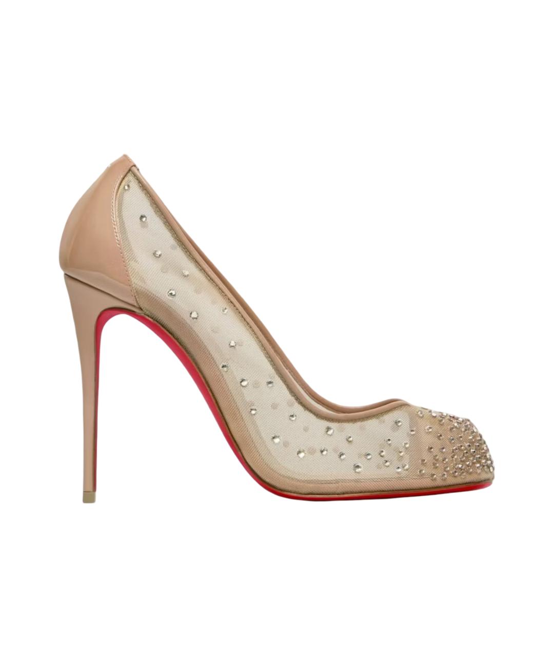 CHRISTIAN LOUBOUTIN Бежевые текстильные туфли, фото 1