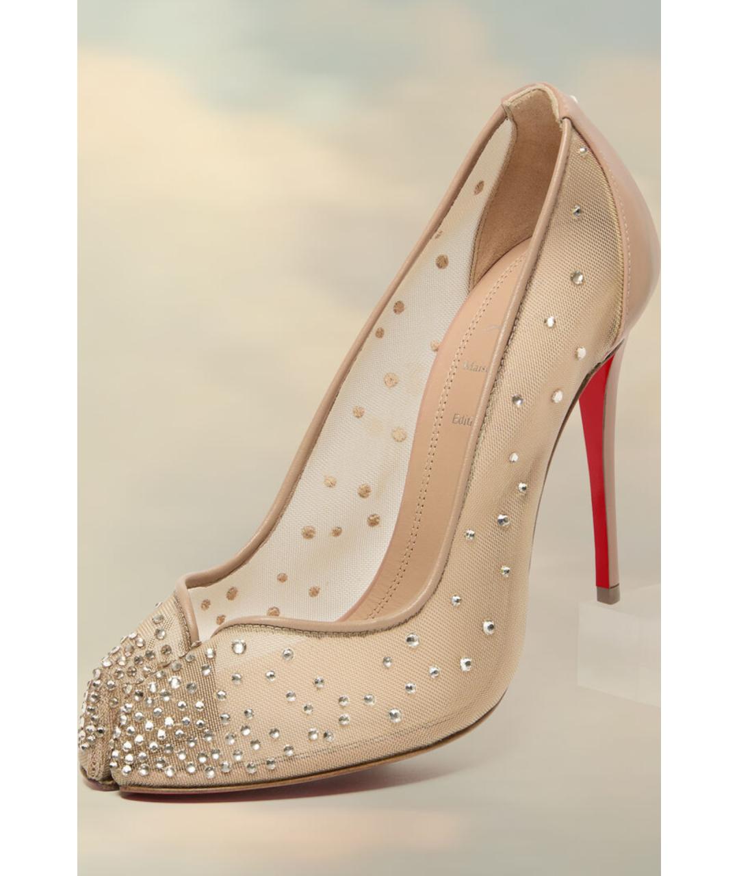 CHRISTIAN LOUBOUTIN Бежевые текстильные туфли, фото 8