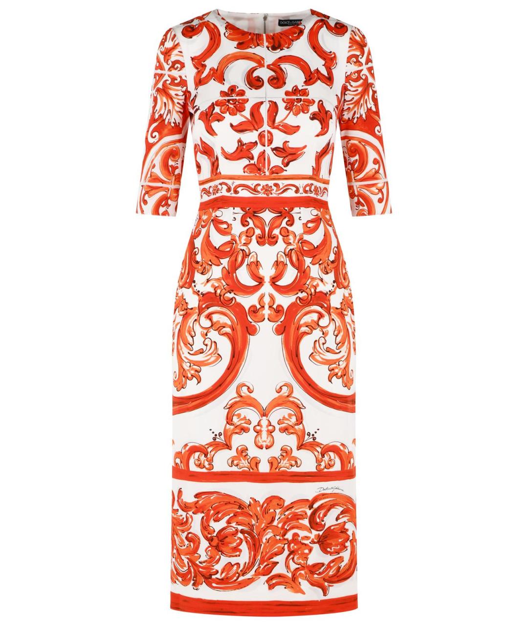 DOLCE&GABBANA Оранжевое шелковое коктейльное платье, фото 1