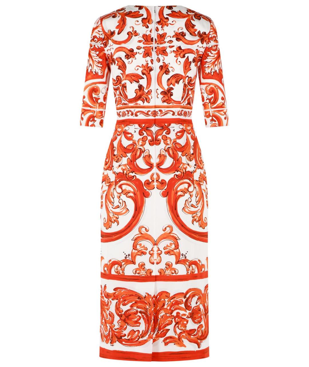 DOLCE&GABBANA Оранжевое шелковое коктейльное платье, фото 3