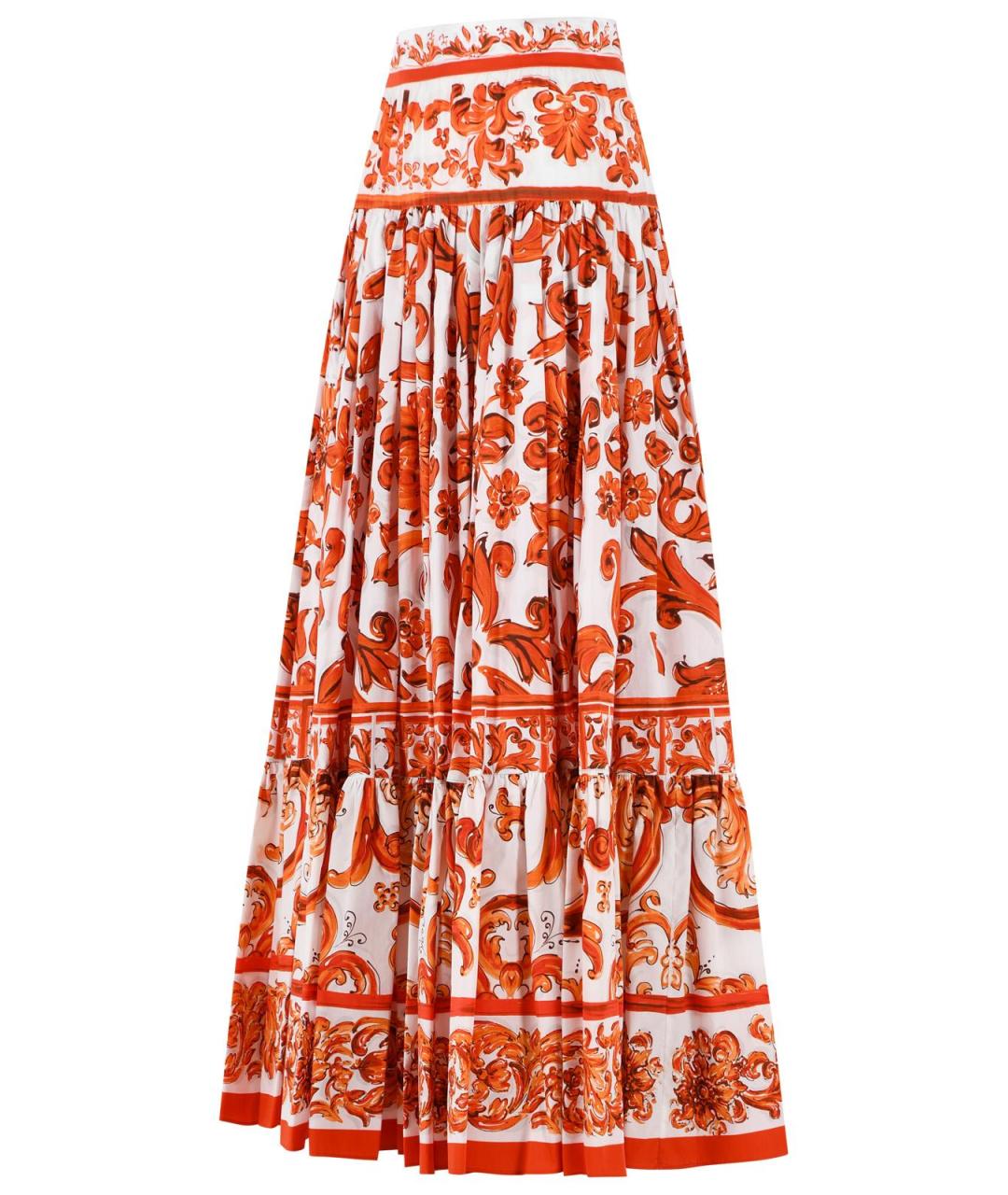 DOLCE&GABBANA Оранжевая хлопковая юбка макси, фото 2