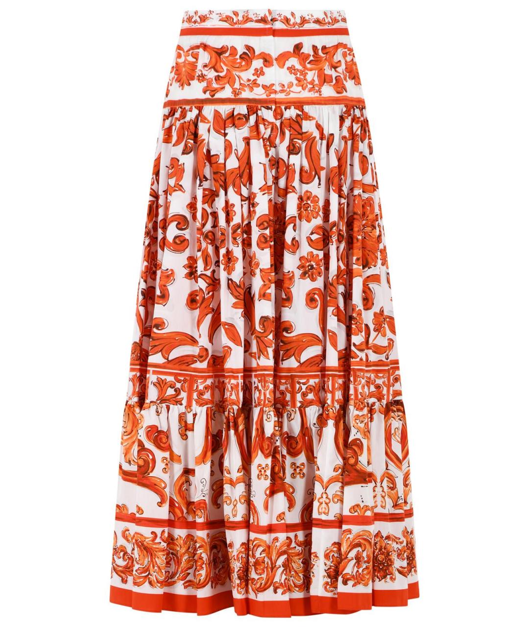 DOLCE&GABBANA Оранжевая хлопковая юбка макси, фото 3