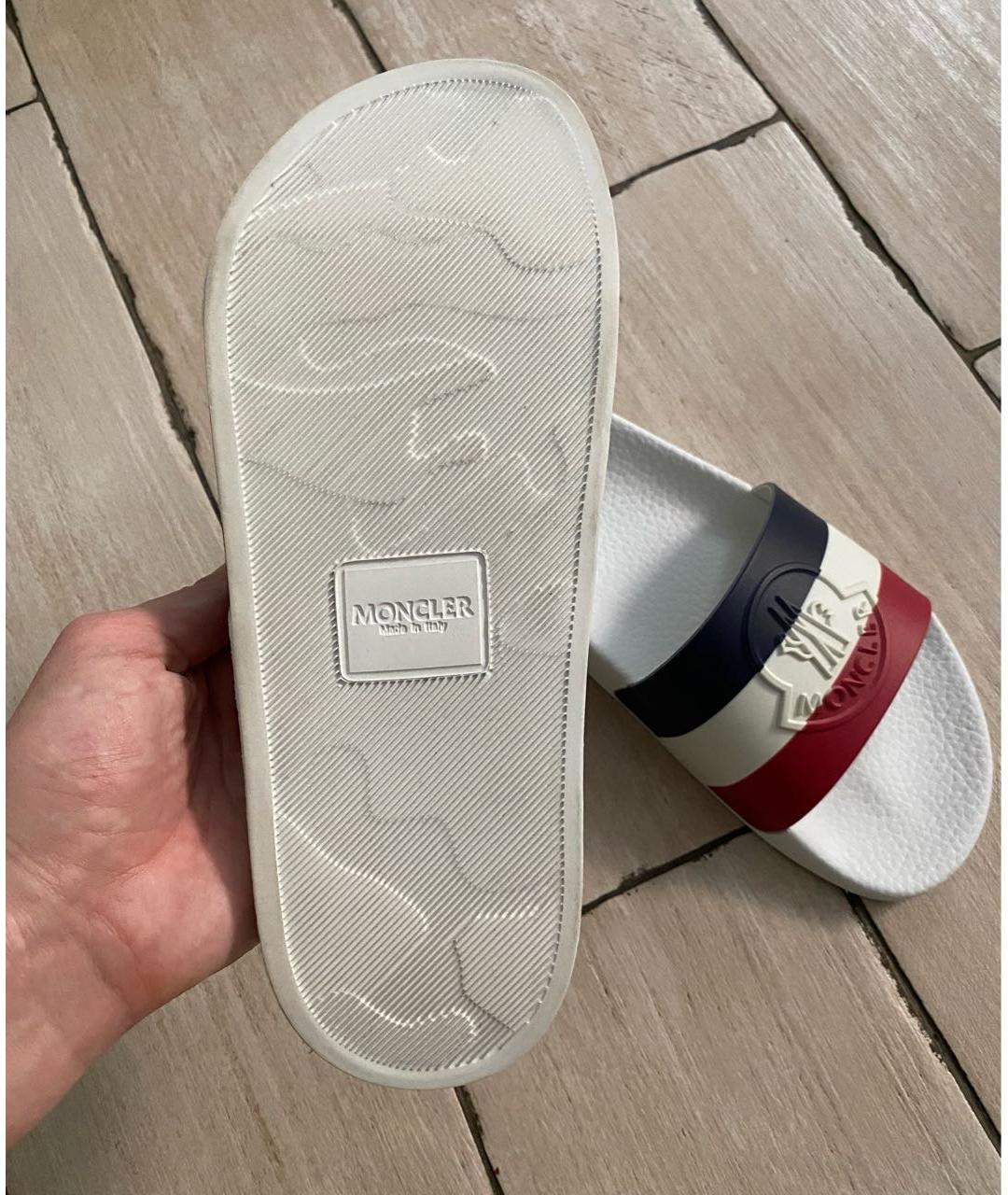 MONCLER Белые резиновые шлепанцы, фото 8