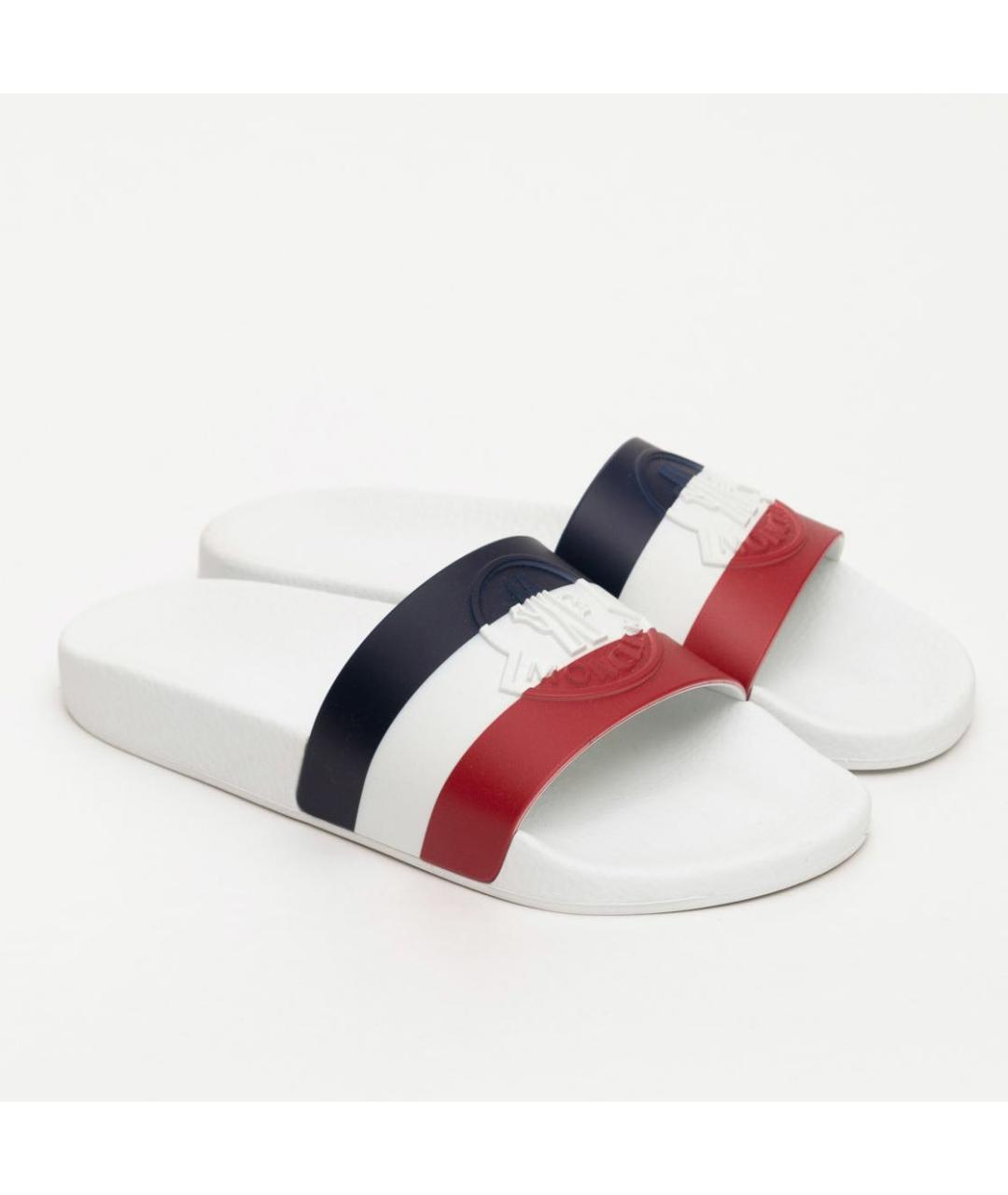 MONCLER Белые резиновые шлепанцы, фото 4