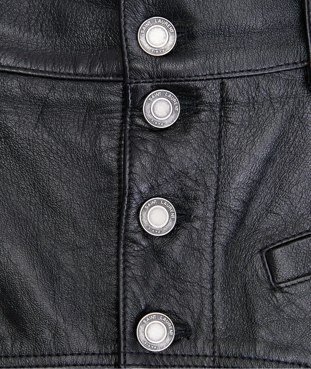 SAINT LAURENT Черные кожаные шорты, фото 5
