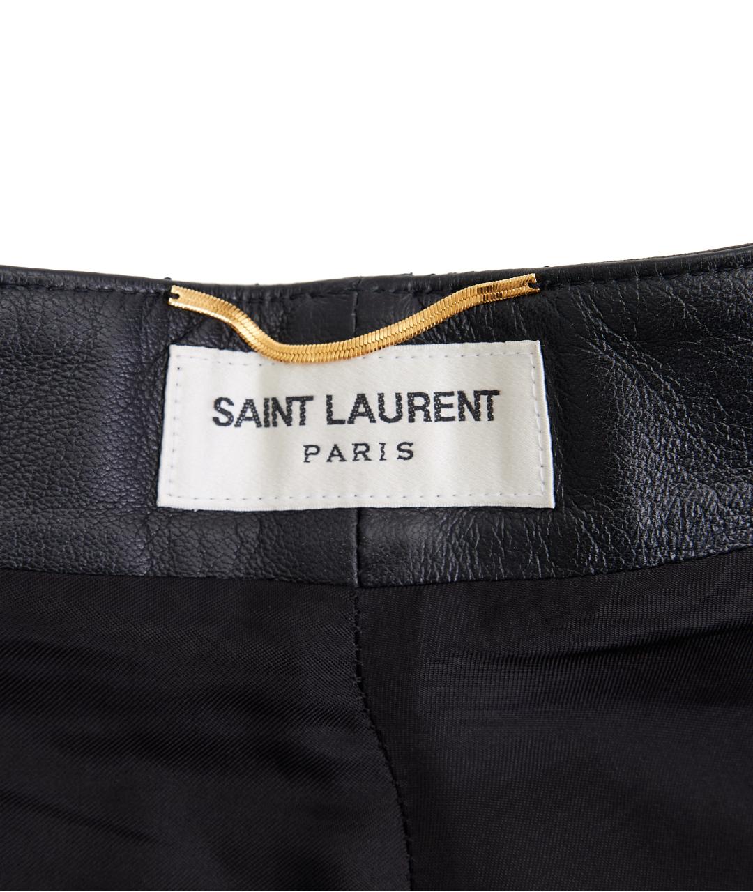 SAINT LAURENT Черные кожаные шорты, фото 3