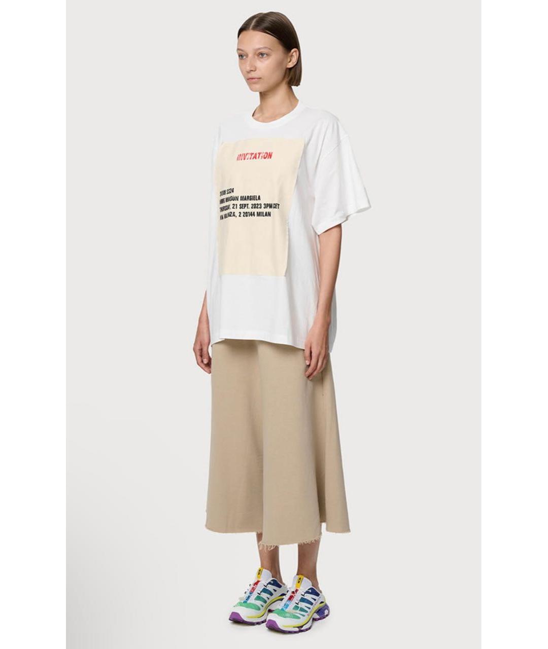 MM6 MAISON MARGIELA Бежевая хлопковая футболка, фото 2