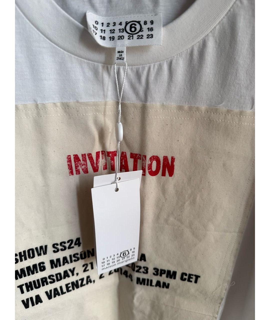 MM6 MAISON MARGIELA Бежевая хлопковая футболка, фото 4