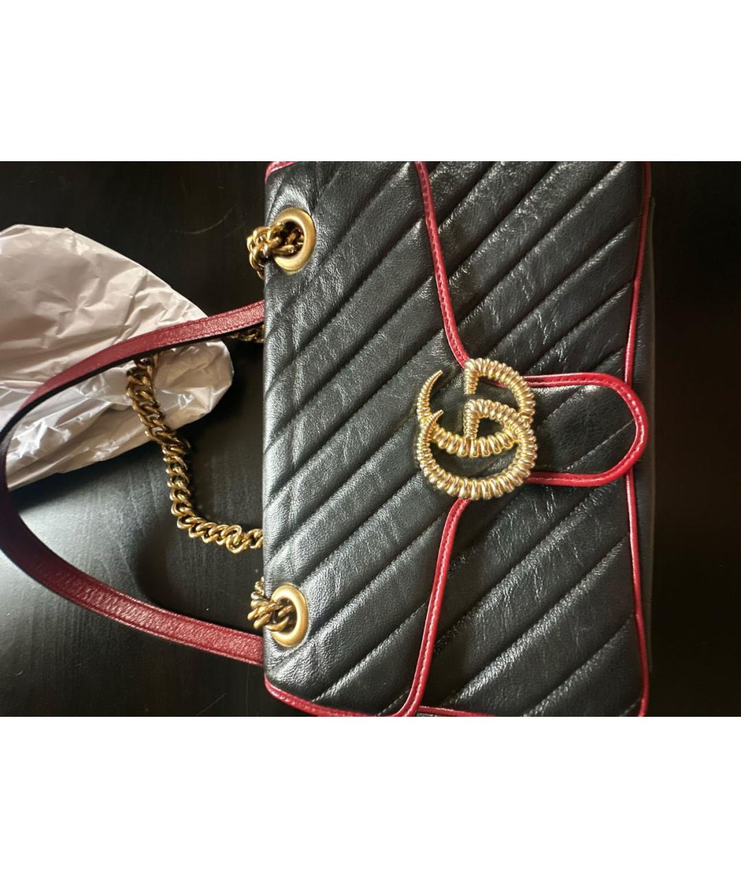GUCCI Черная кожаная сумка через плечо, фото 6