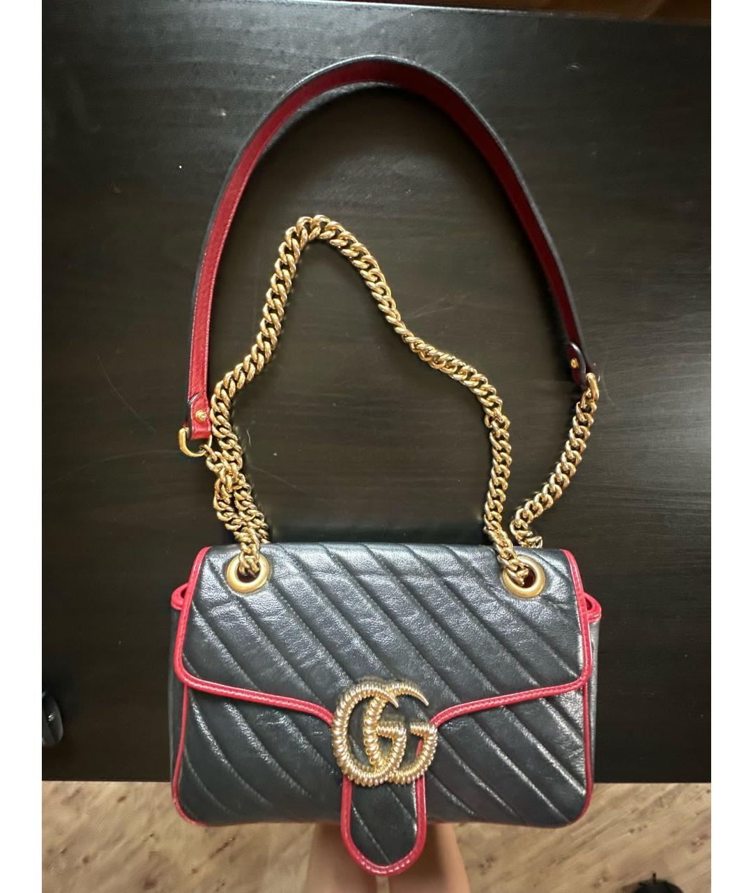 GUCCI Черная кожаная сумка через плечо, фото 7