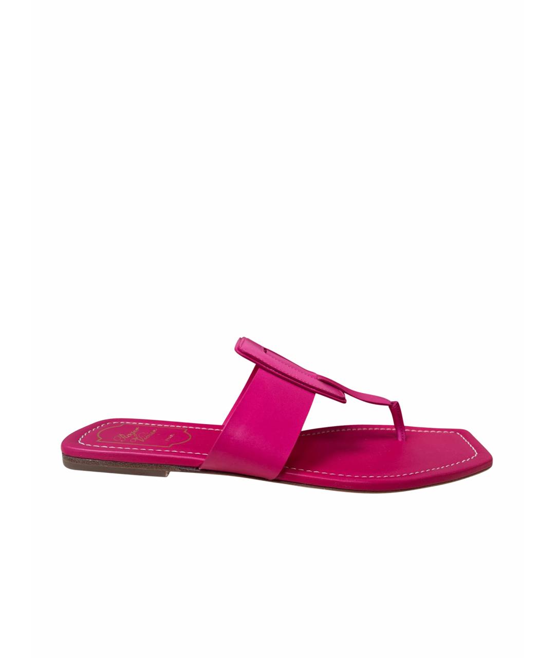 ROGER VIVIER Фуксия кожаные мюли, фото 7