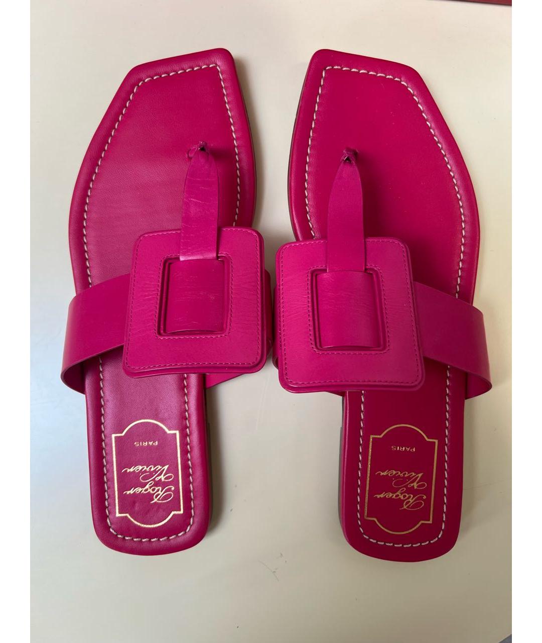 ROGER VIVIER Фуксия кожаные мюли, фото 4