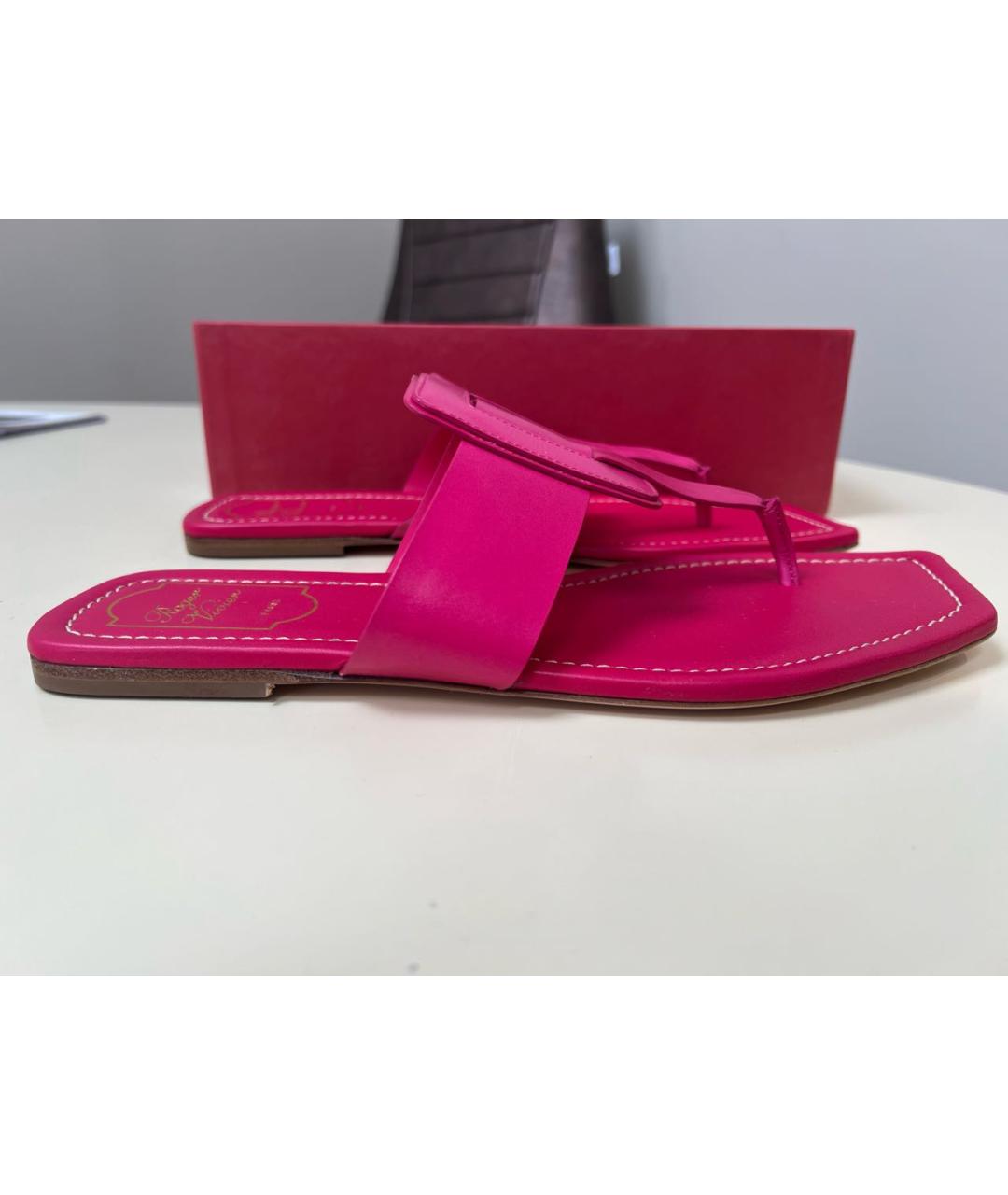 ROGER VIVIER Фуксия кожаные мюли, фото 6