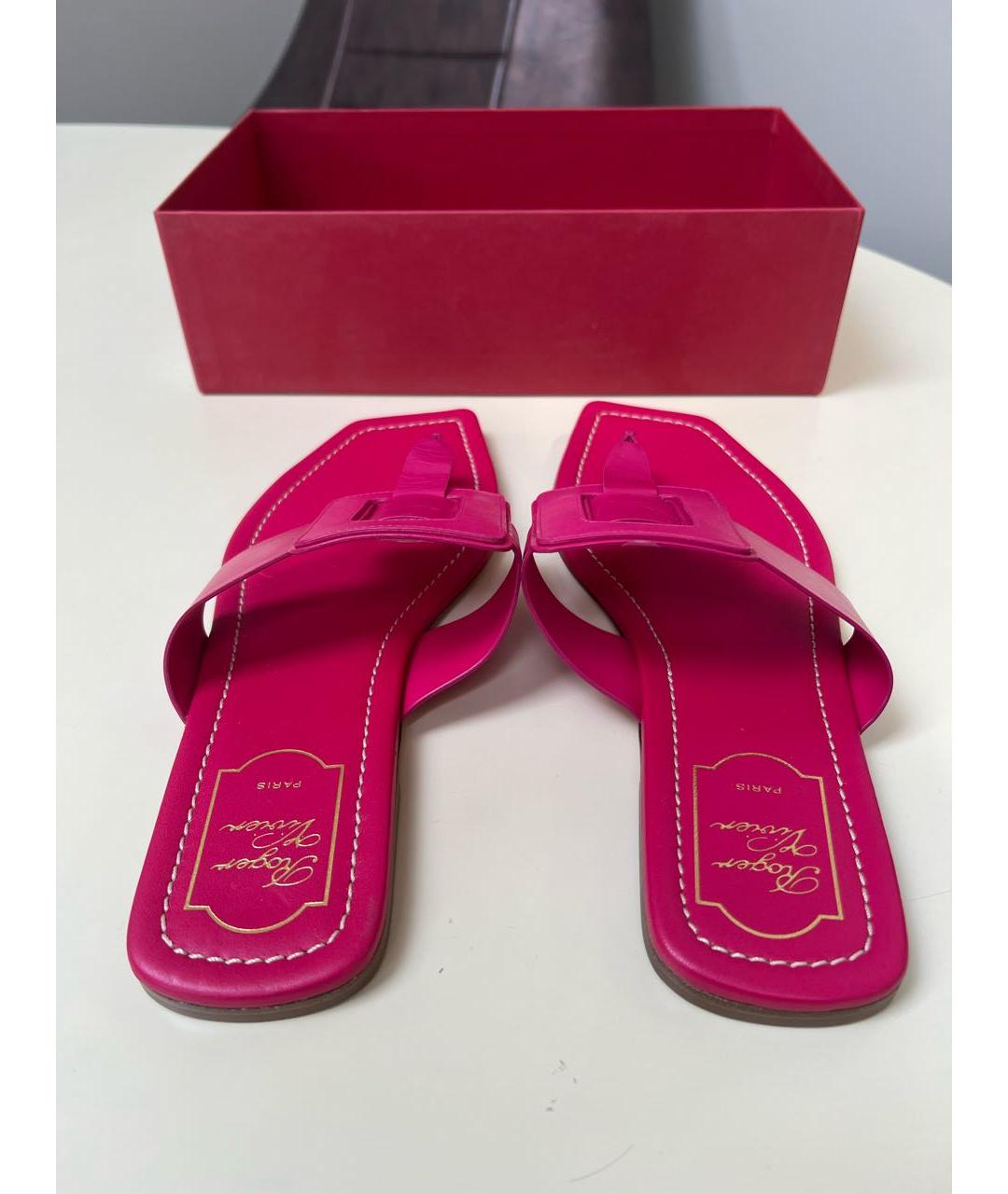 ROGER VIVIER Фуксия кожаные мюли, фото 5