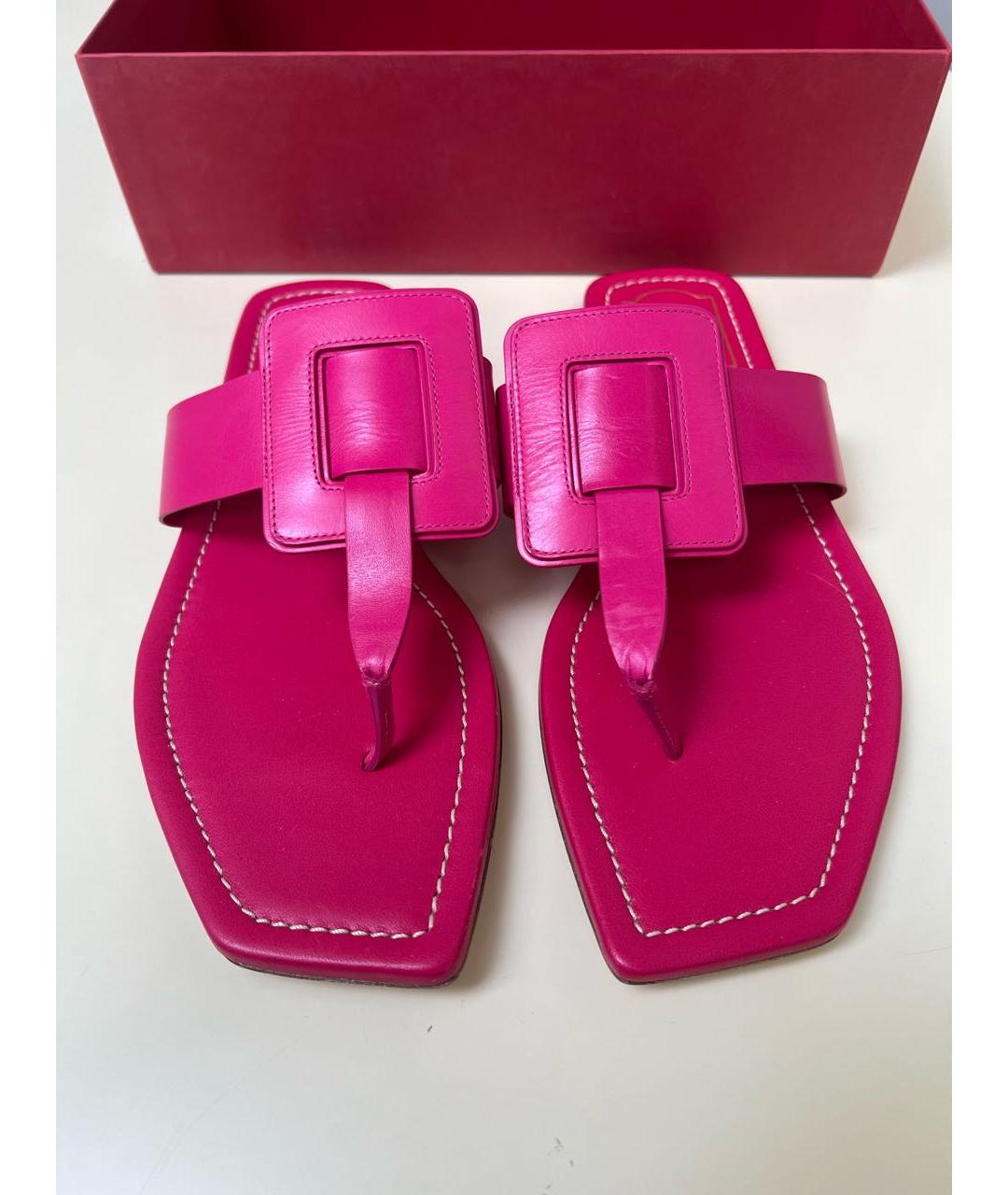 ROGER VIVIER Фуксия кожаные мюли, фото 3