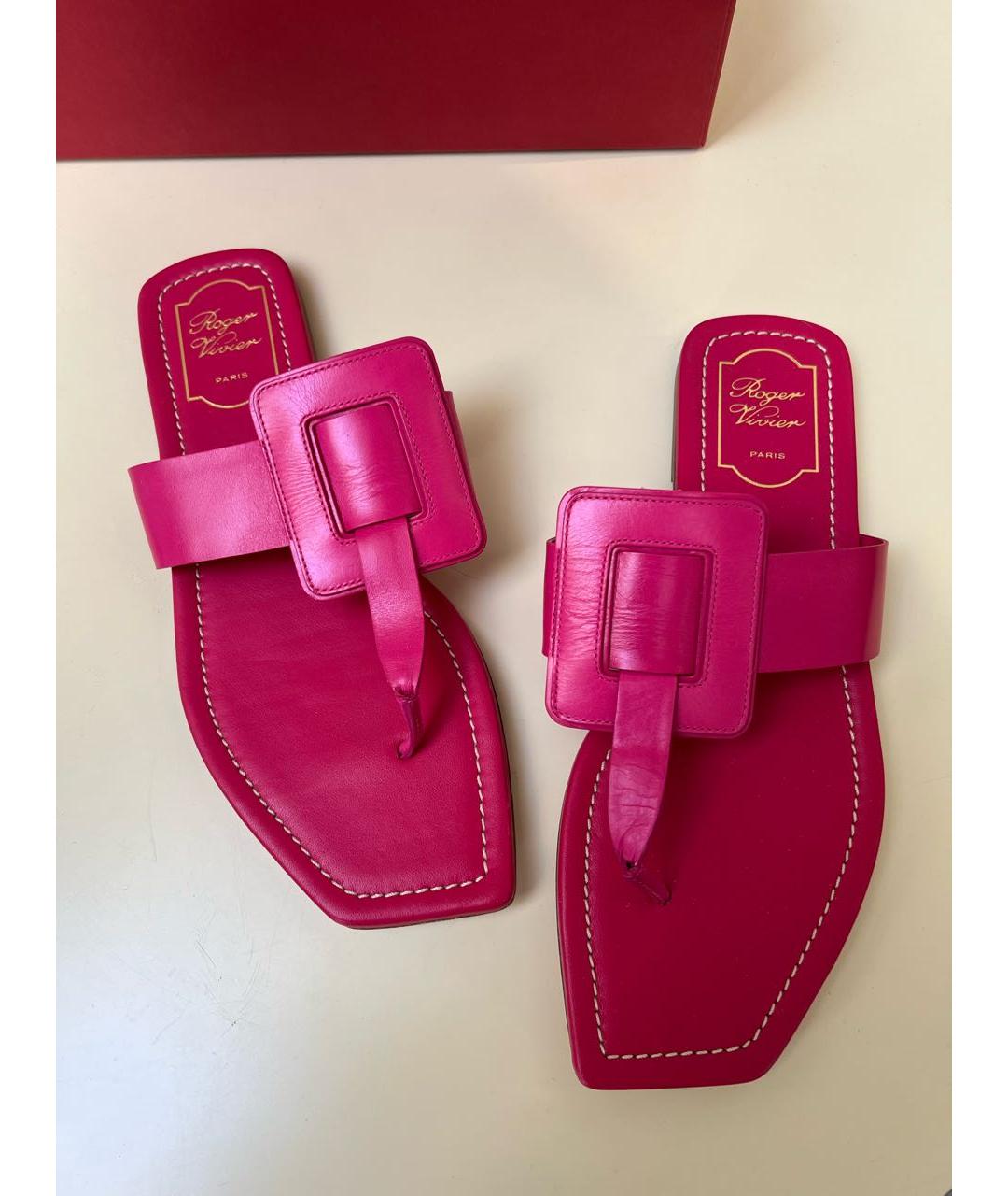 ROGER VIVIER Фуксия кожаные мюли, фото 2