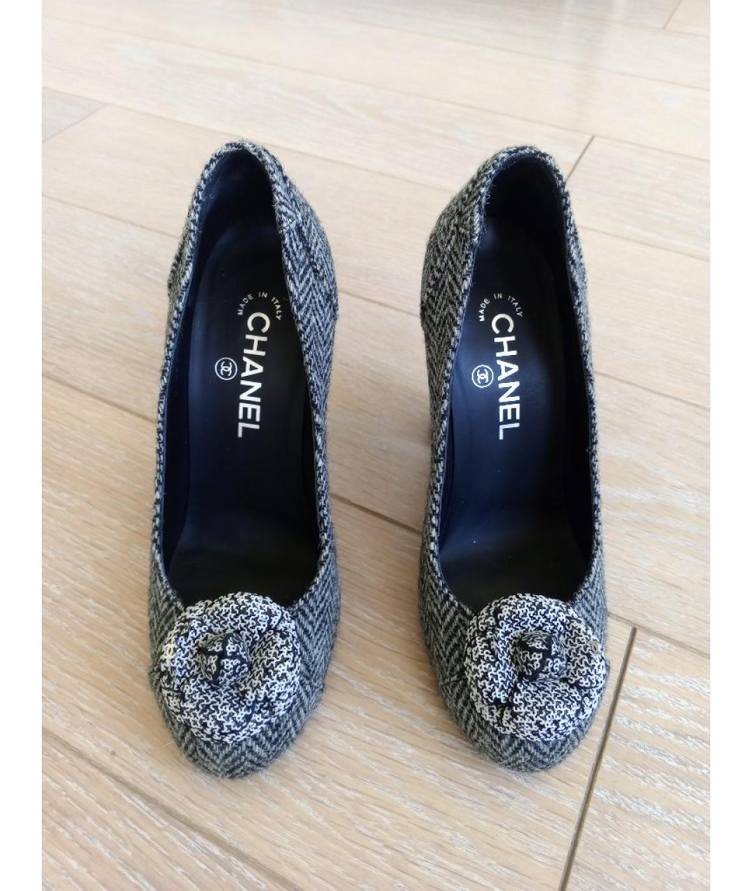 CHANEL Серые текстильные туфли, фото 2