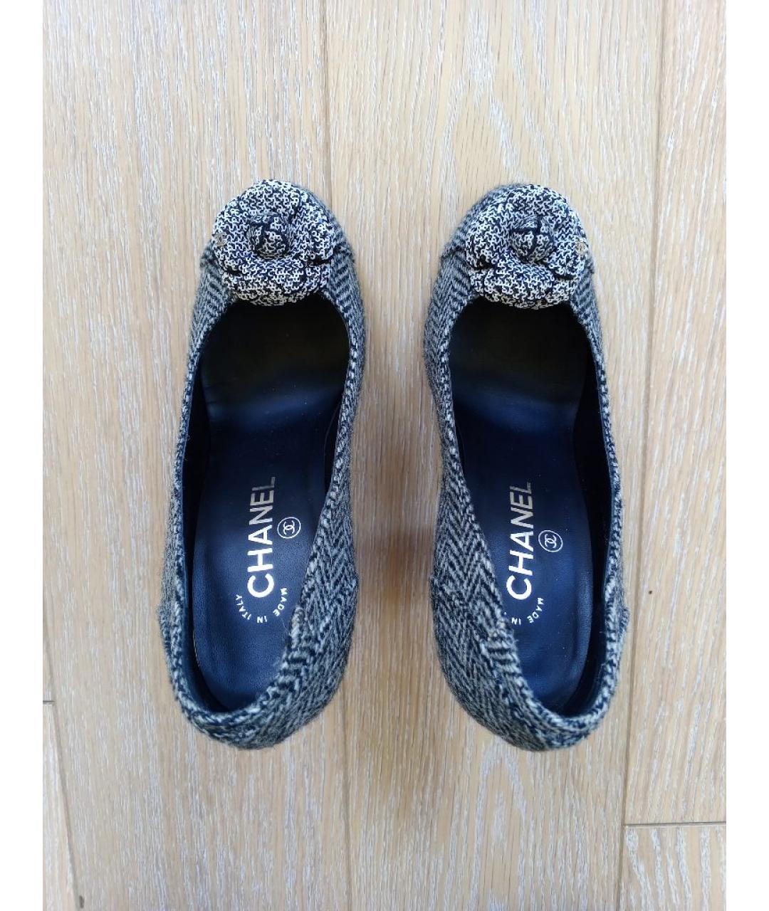 CHANEL Серые текстильные туфли, фото 3