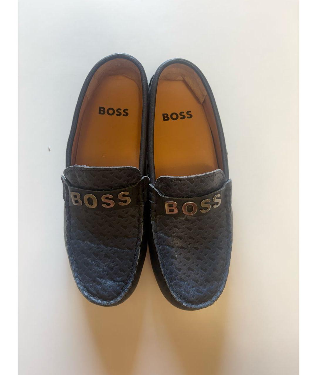 HUGO BOSS Темно-синие кожаные лоферы/мокасины, фото 3