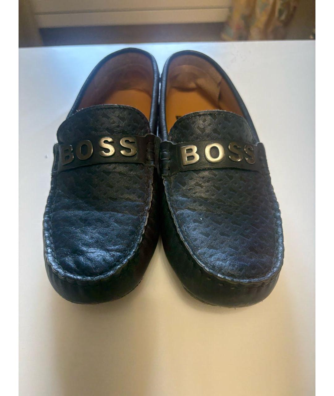 HUGO BOSS Темно-синие кожаные лоферы/мокасины, фото 2
