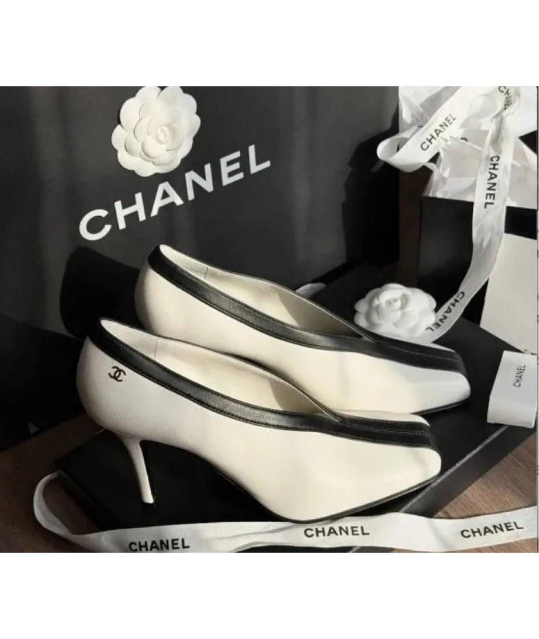 CHANEL Белые кожаные туфли, фото 4