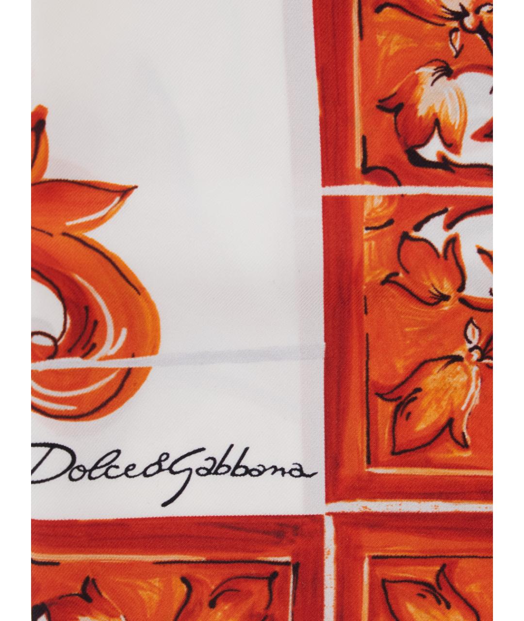 DOLCE&GABBANA Оранжевый шелковый шарф, фото 3
