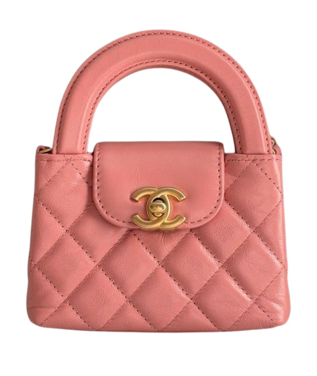 CHANEL Коралловая кожаная сумка с короткими ручками, фото 1