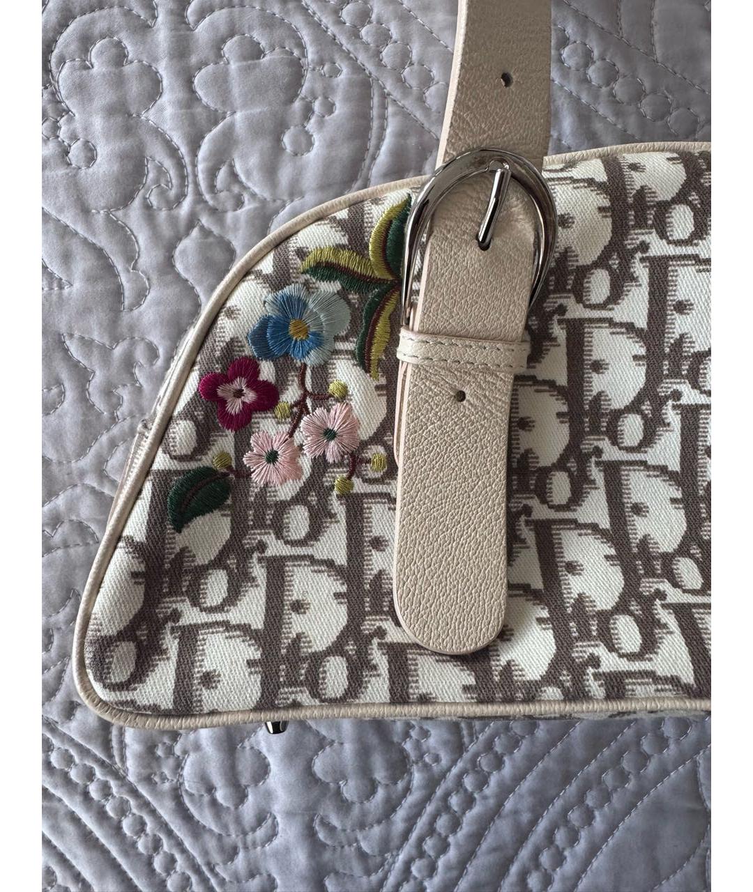 CHRISTIAN DIOR Бежевая тканевая сумка с короткими ручками, фото 5