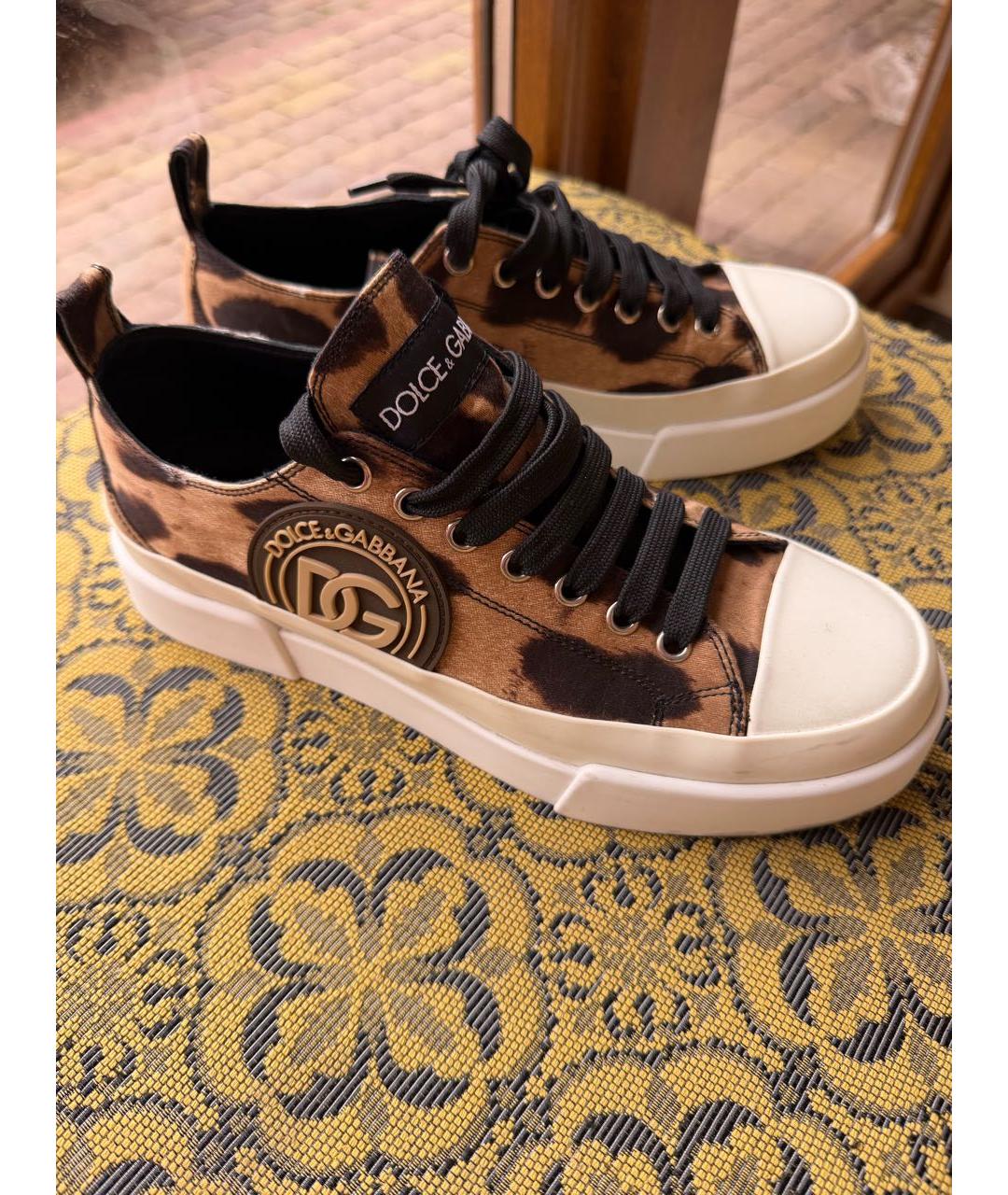 DOLCE&GABBANA Коричневые текстильные кеды, фото 4