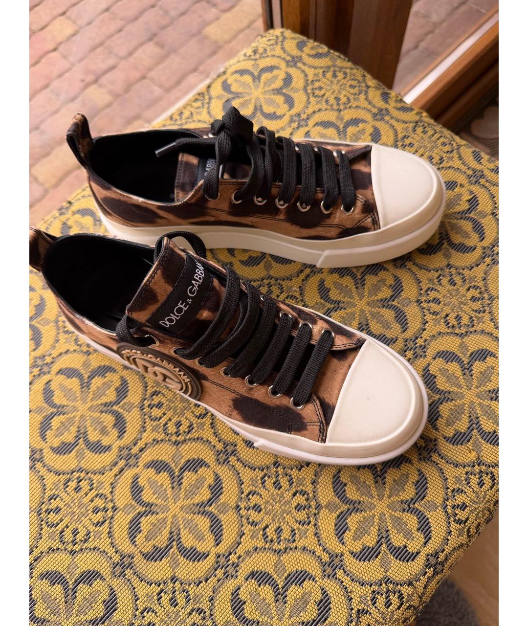 DOLCE&GABBANA Коричневые текстильные кеды, фото 2