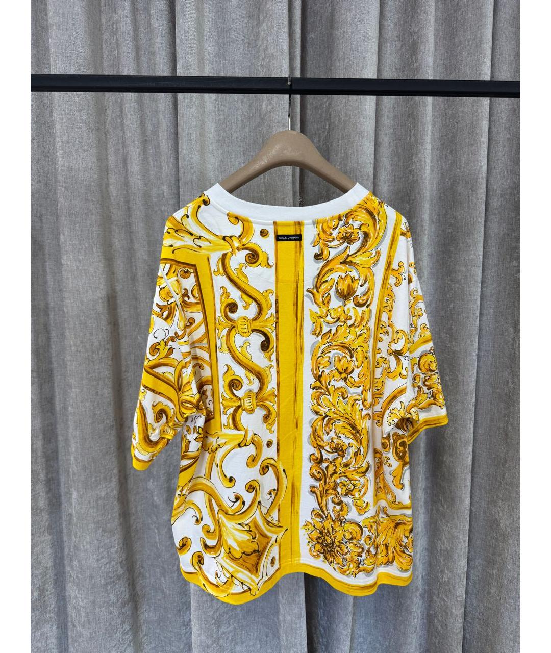 DOLCE&GABBANA Желтая хлопковая футболка, фото 2