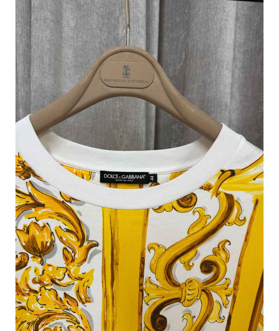 DOLCE&GABBANA Желтая хлопковая футболка, фото 3