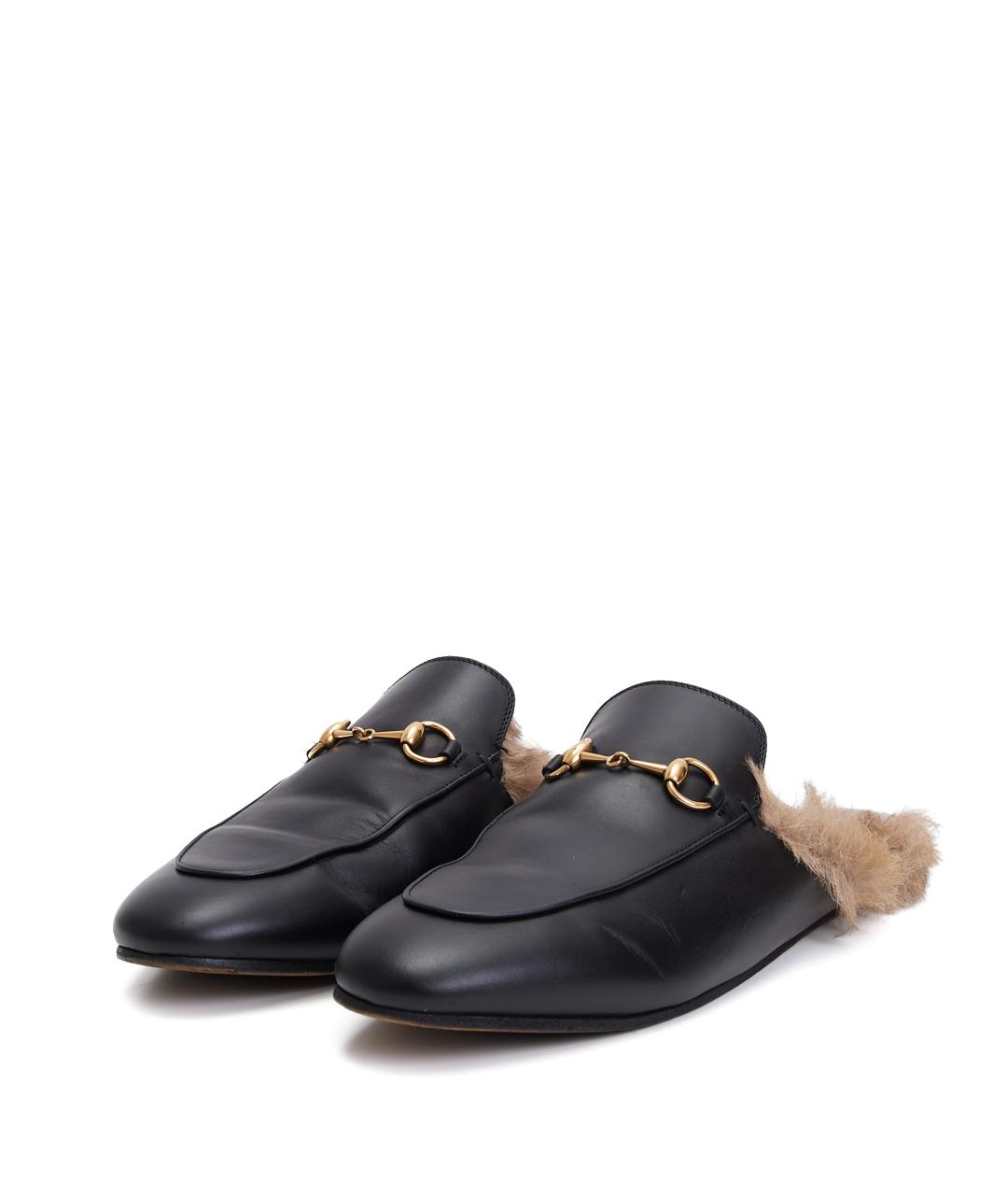 GUCCI Черные кожаные мюли, фото 2