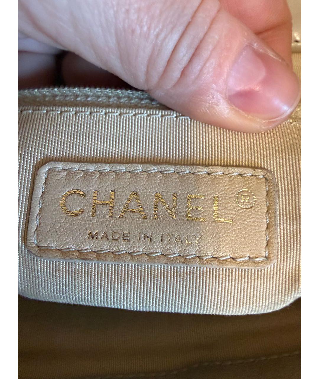 CHANEL Бежевая кожаная сумка через плечо, фото 4