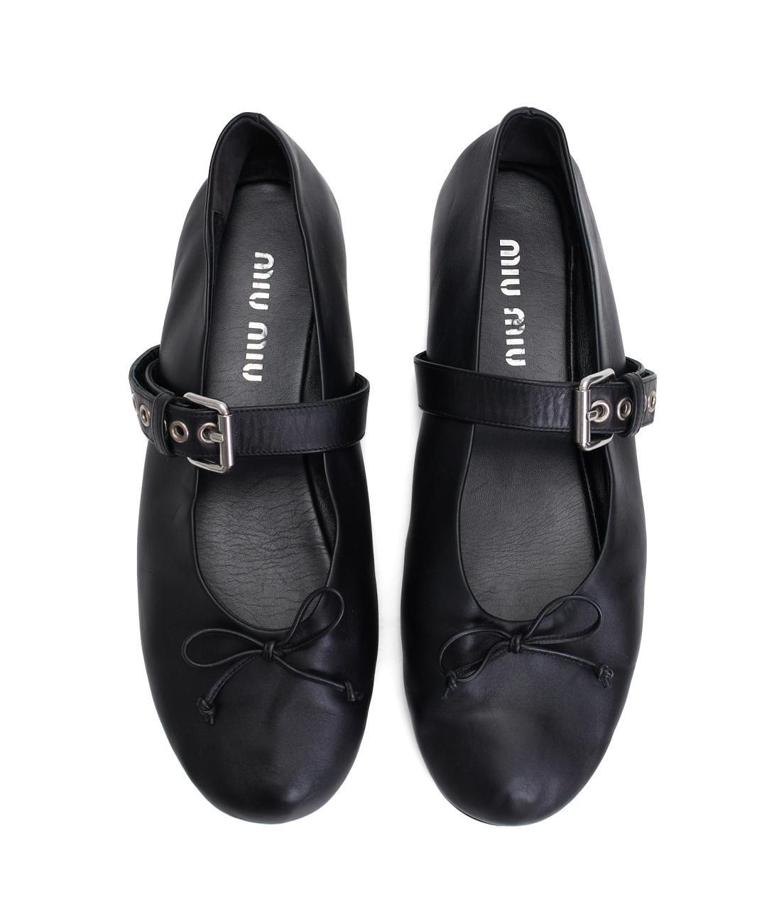 MIU MIU Черные кожаные балетки, фото 4