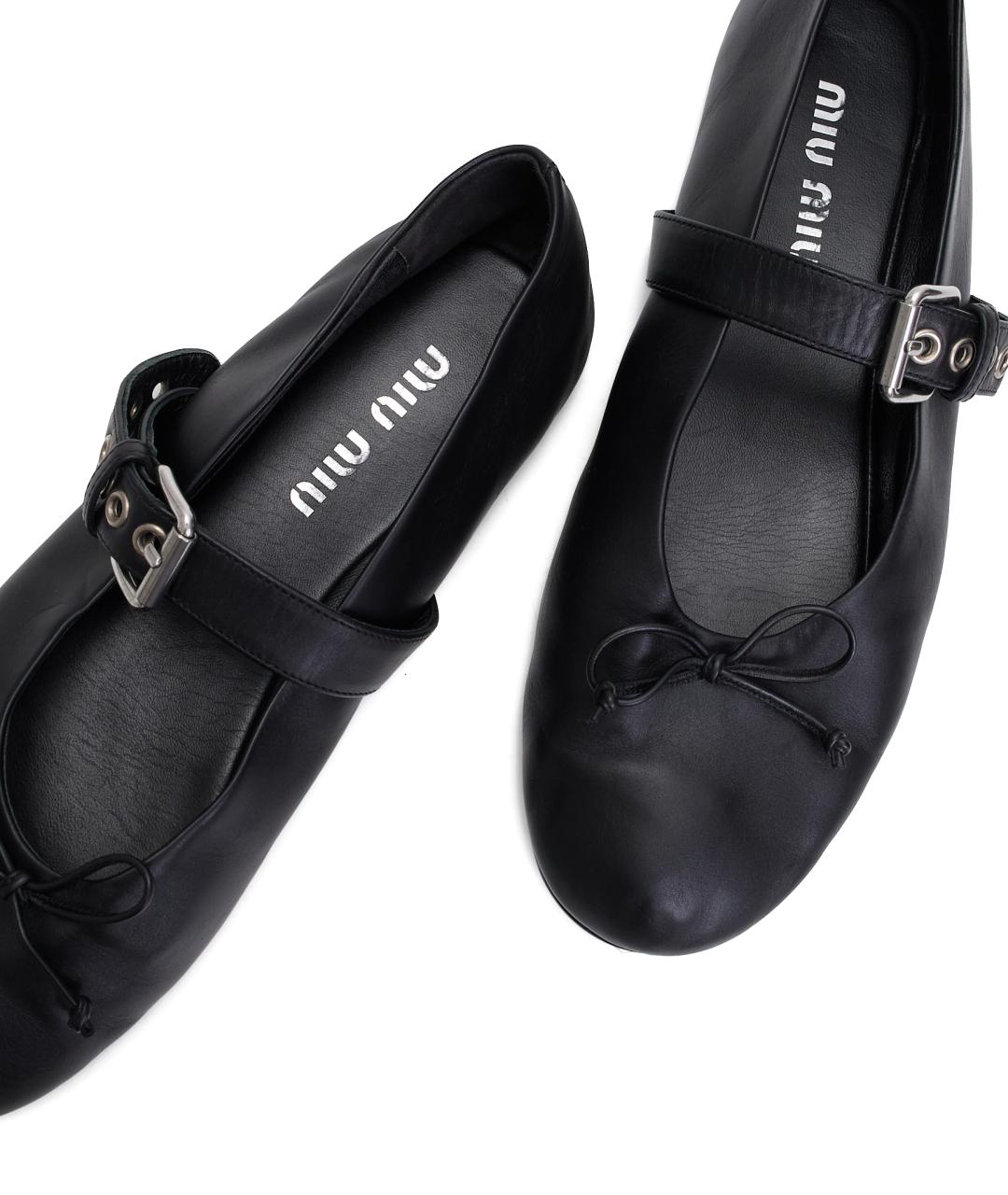 MIU MIU Черные кожаные балетки, фото 5