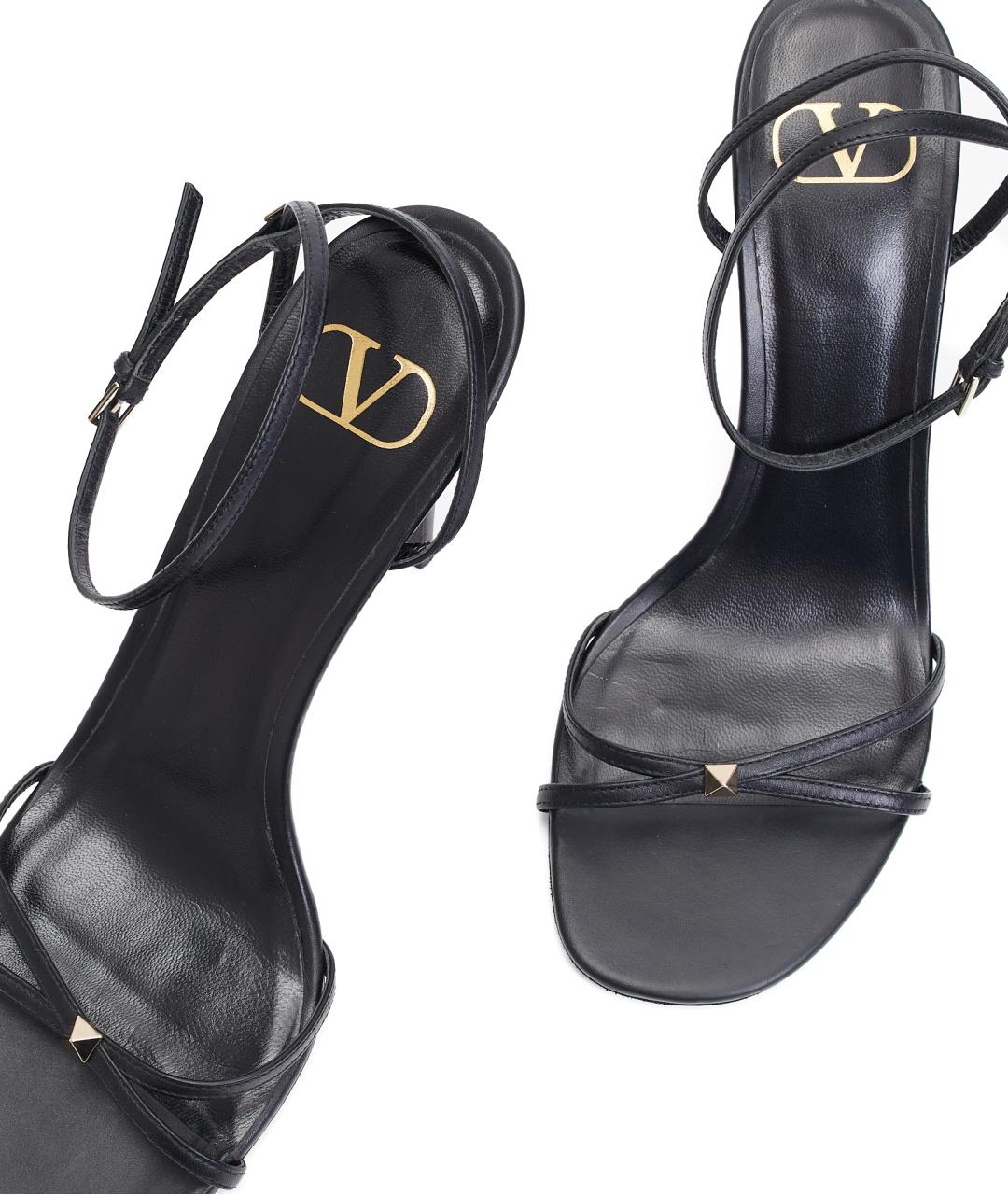 VALENTINO Черные кожаные босоножки, фото 6