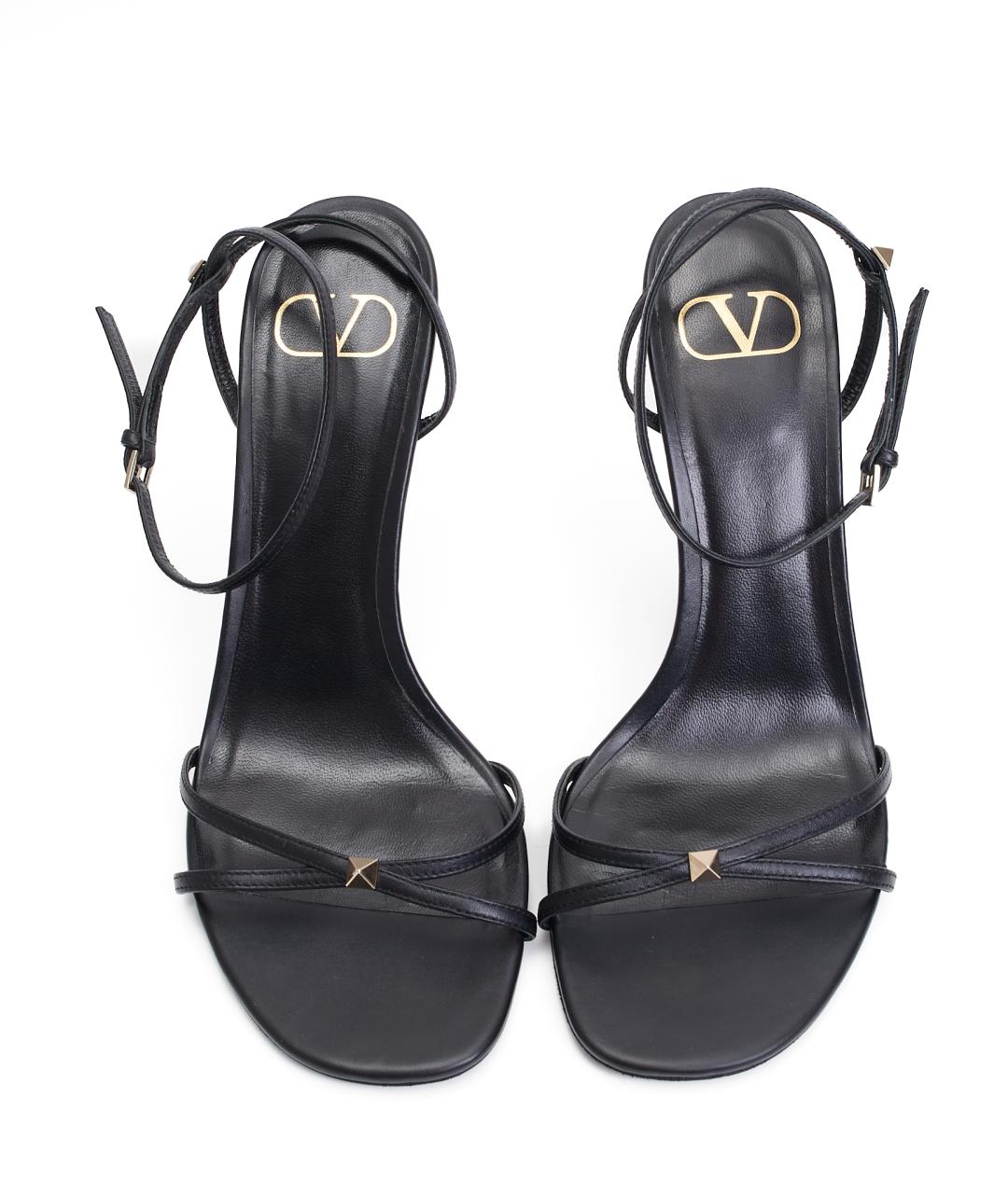 VALENTINO Черные кожаные босоножки, фото 5