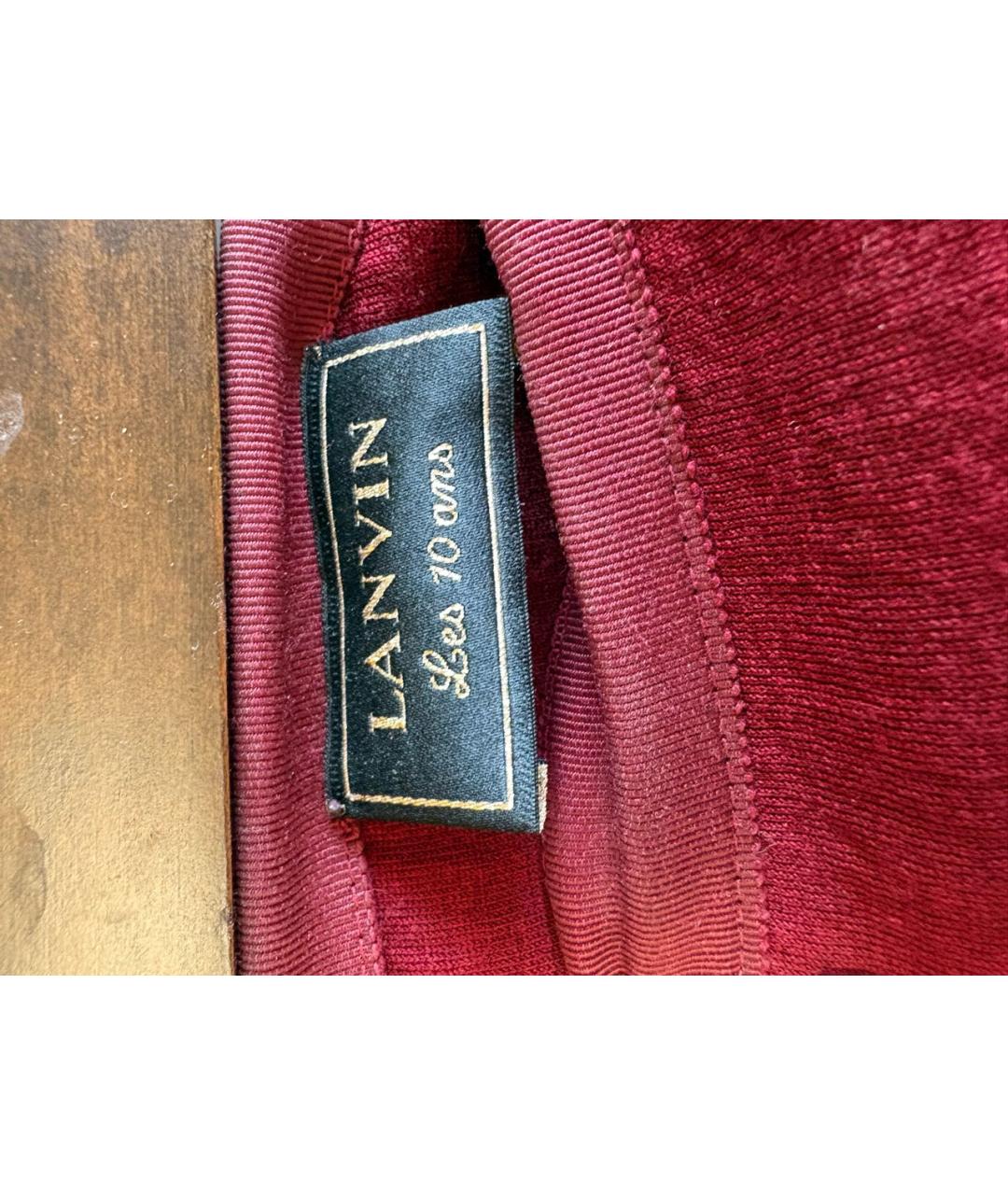 LANVIN Бордовая шерстяная юбка миди, фото 4