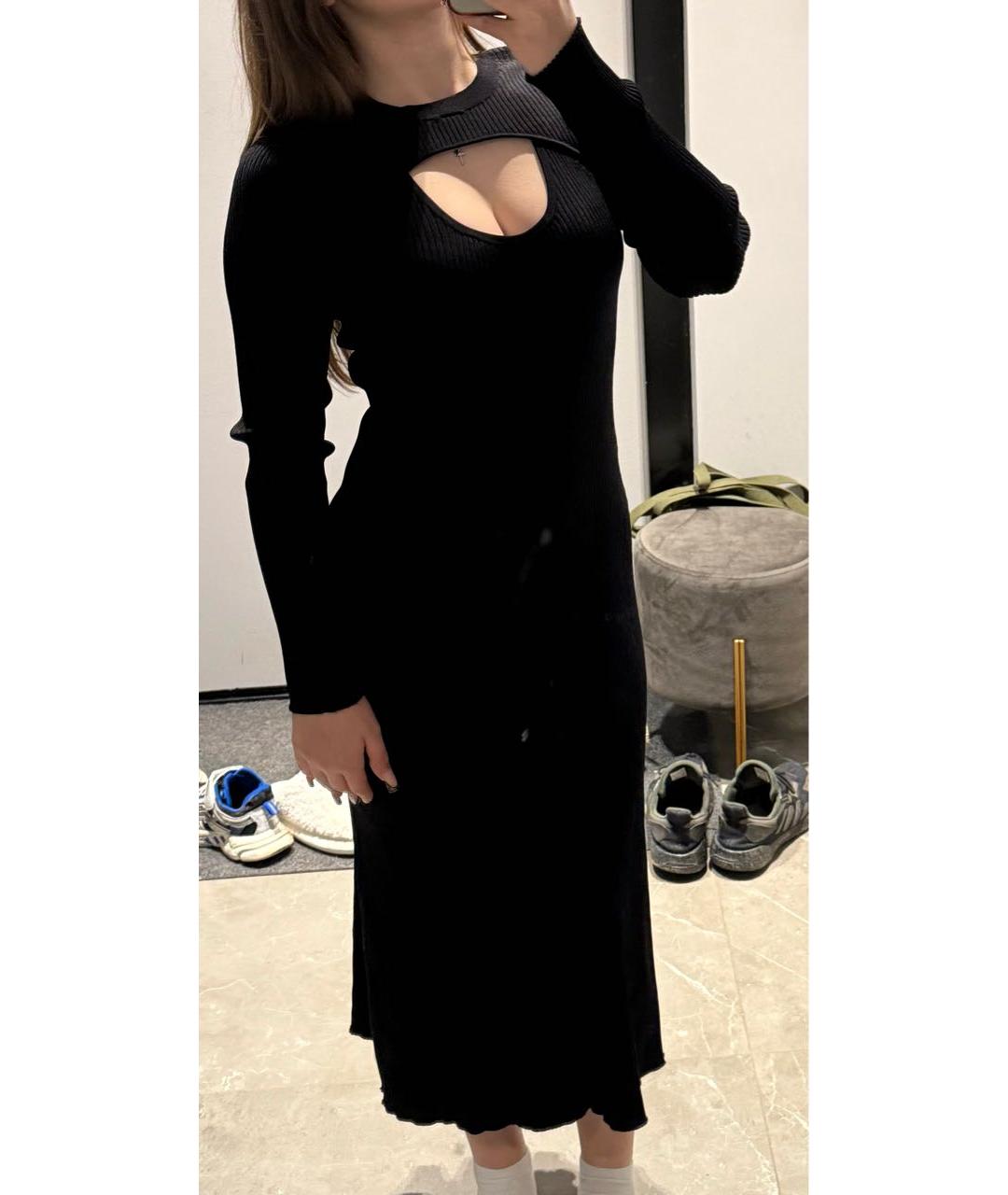PINKO Черное вискозное повседневное платье, фото 3