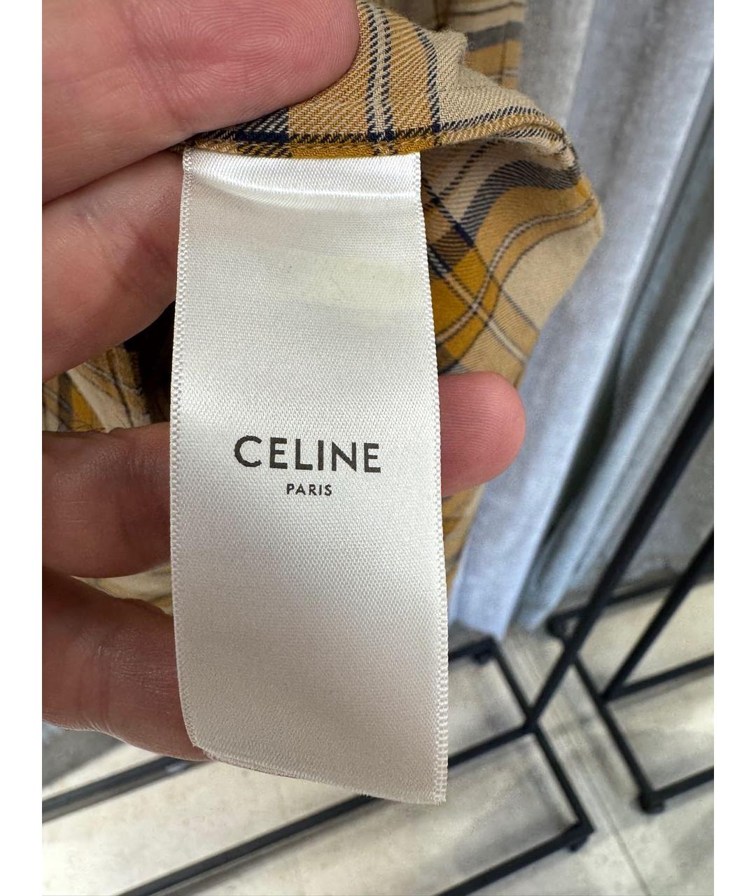CELINE Горчичная хлопковая рубашка, фото 4