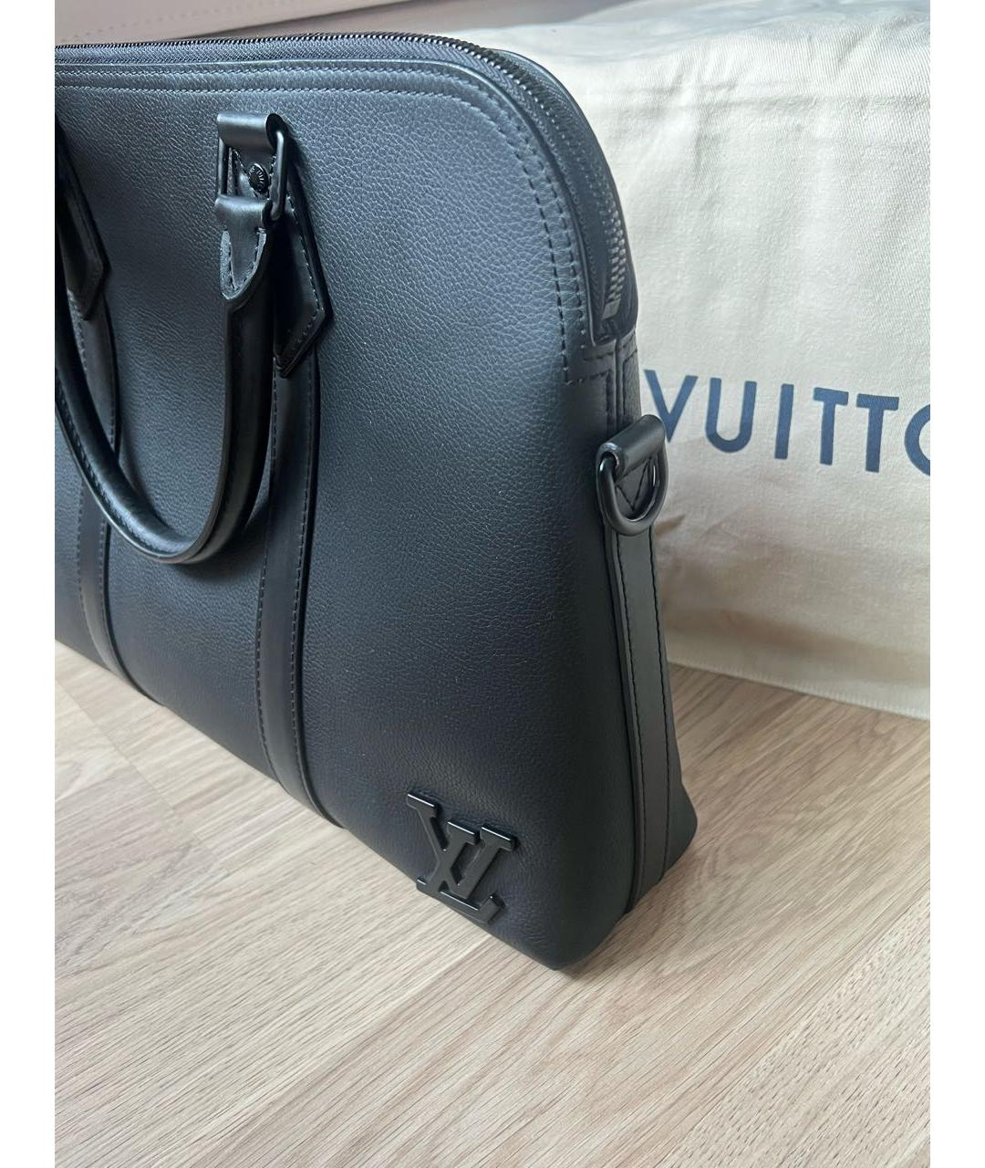 LOUIS VUITTON Черный кожаный портфель, фото 2