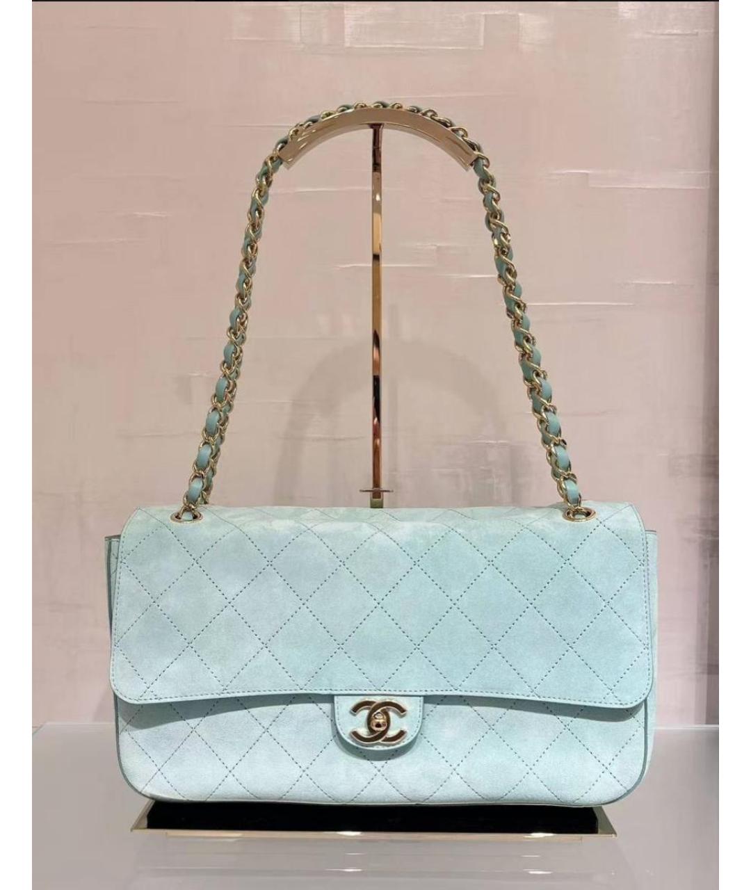CHANEL Бирюзовая замшевая сумка через плечо, фото 1