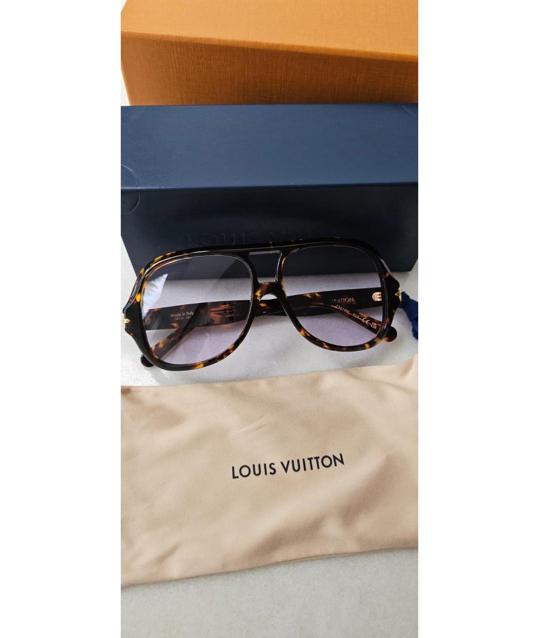 LOUIS VUITTON Коричневые пластиковые солнцезащитные очки, фото 3