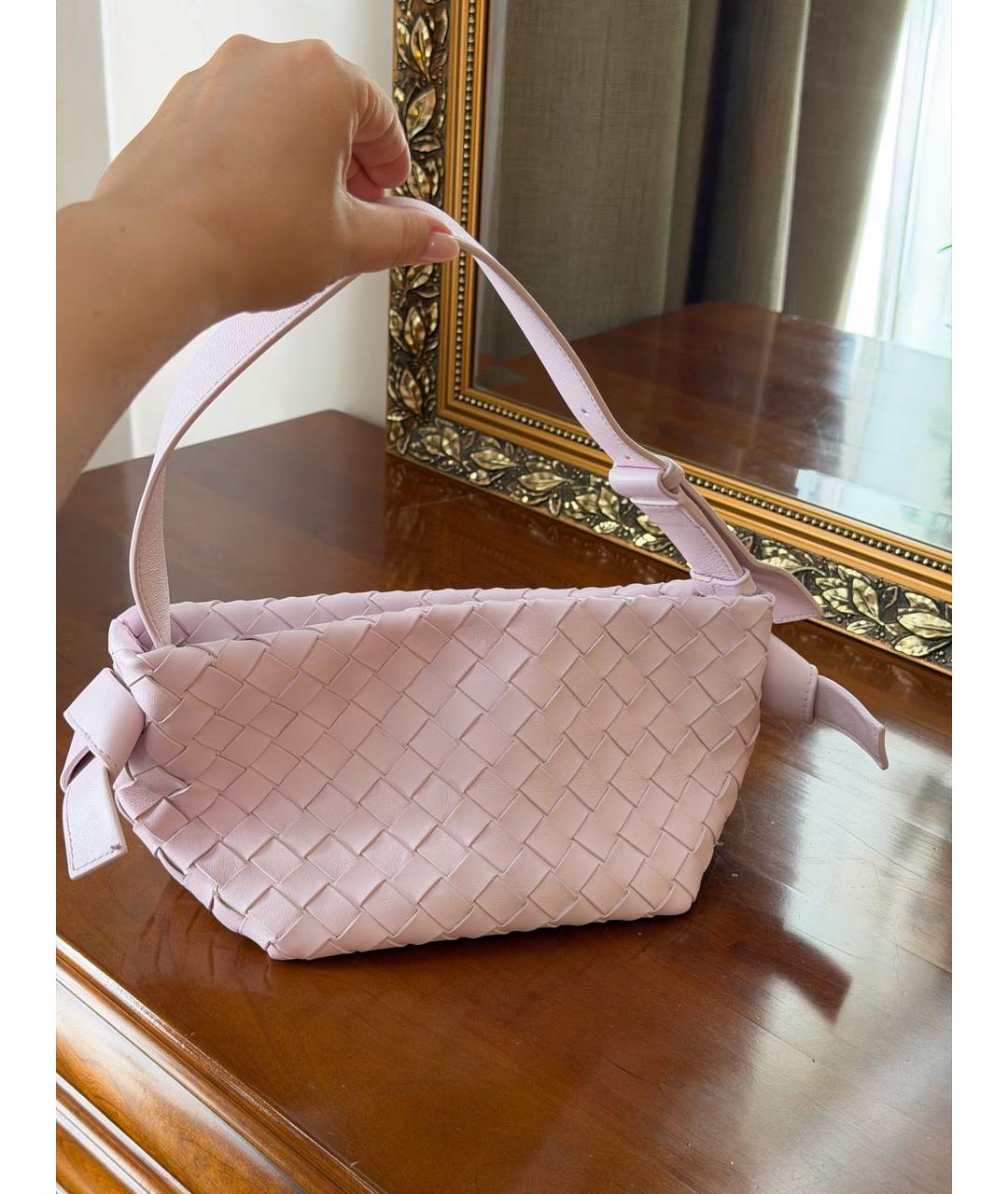 BOTTEGA VENETA Розовая кожаная сумка с короткими ручками, фото 3