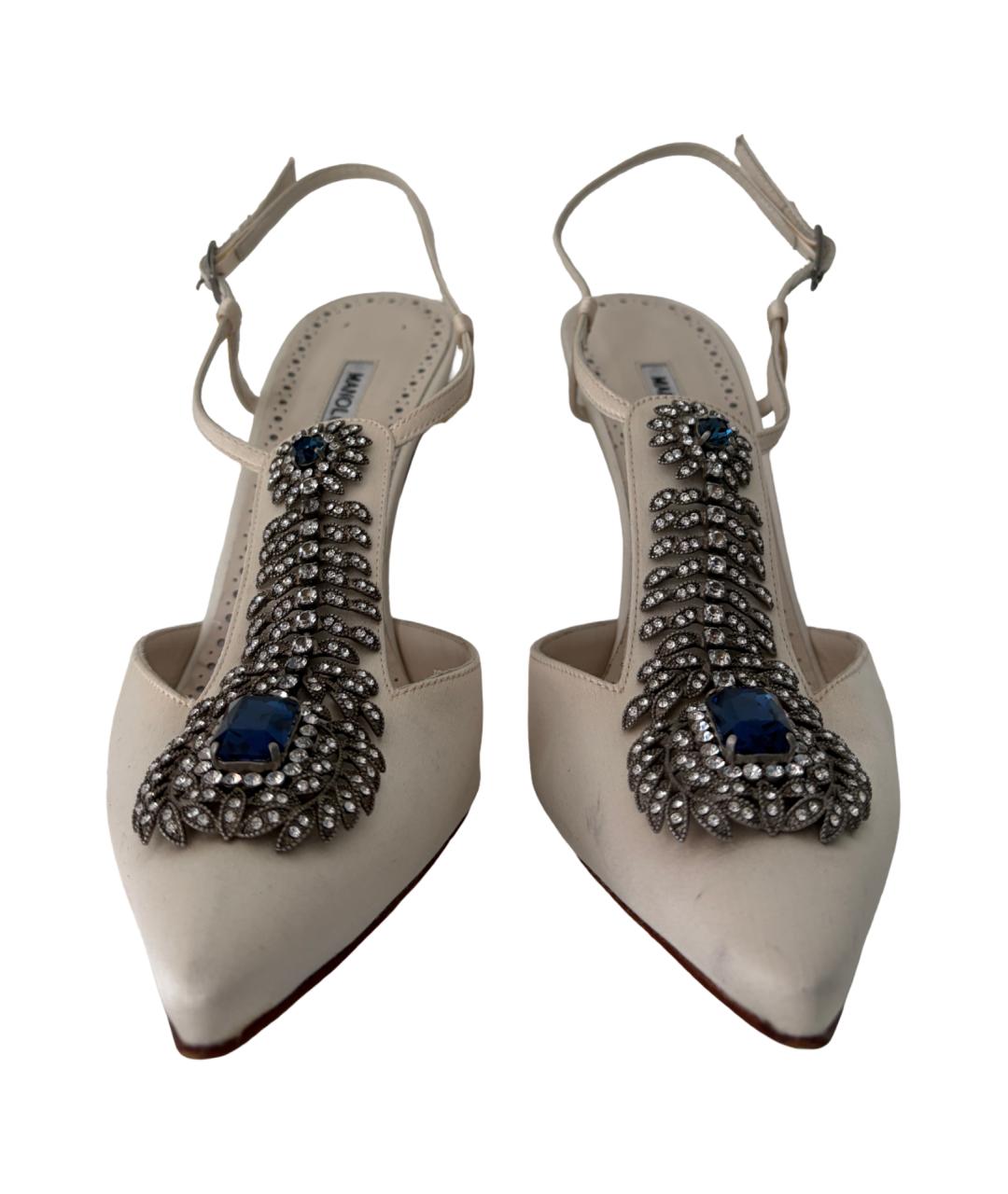 MANOLO BLAHNIK Белые текстильные туфли, фото 2